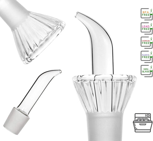 HAIZEEN 13 oz/380 ml Olive Oil and Vinegar Dispenser Glass Cruet Decanter - Keeps Oil Fresh Longer, No Funnel Needed