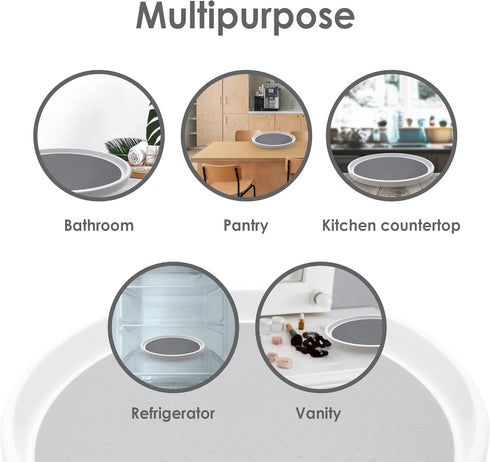 Lazy Susan Turntable 2 Pack, 12 Inch Non-Skid Round Spinning Spice Organizer for Kitchen, Cabinet, Pantry, Fridge