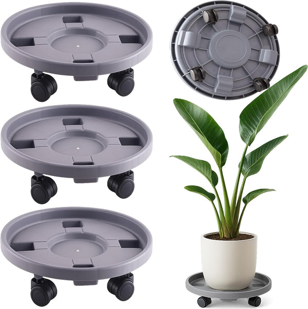 Tulpeed Rolling Plant Stand with Wheels 3 Pack 12 Inch Plant Caddy with