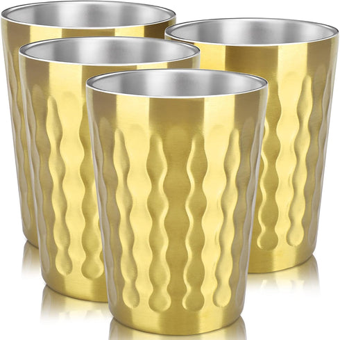 Beasea 15oz Stainless Steel Cups, 4 Pack Gold Double Wall Insulated Drinking Tumblers