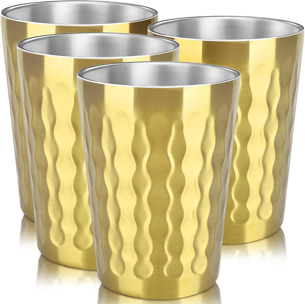 Beasea 15oz Stainless Steel Cups, 4 Pack Gold Double Wall Insulated Drinking Tumblers
