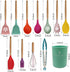 Kitchen Utensils Set of 12, Silicone Cooking Utensils with Non-Slip Wooden Handle and Organizer Bucket, 446°F Heat Resistant Cookware Utensils Set (Assorted Colors-Upgraded) by YGFRSTO