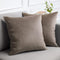 lalaLOOM Set of 2 Velvet Throw Pillow Covers, 18x18 Decorative Square Soft Accent Cases for Home Decor, Taupe