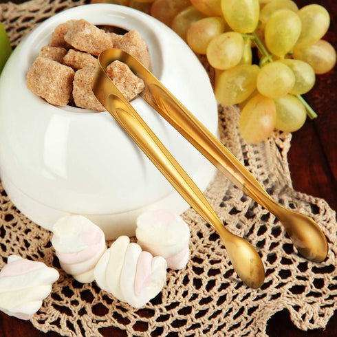 Gejoy Mini Tongs - 12 Pieces Stainless Steel Small Serving Tongs for Sugar Charcuterie Board Appetizers