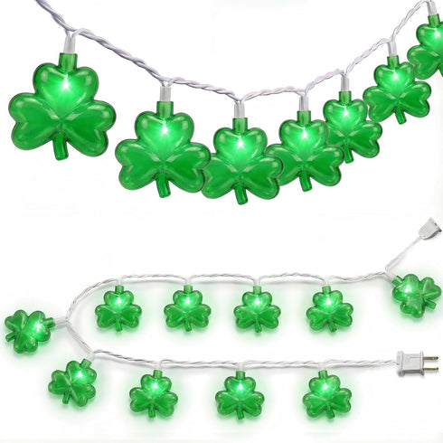 SUNSGNE Shamrock String Lights St. Patrick's Day Lights, 8.5Ft Outdoor Patio String