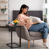PayLessHere C Shaped End Table with Adjustable Feet,Small Side Table for Couch,Sofa Table with Metal Frame for Living