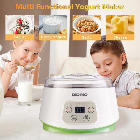 Yogurt Maker, Greek Yogurt Maker with Timer Control and Strainer, Electric Portable Yogurt Maker for Yogurt, Cheese,