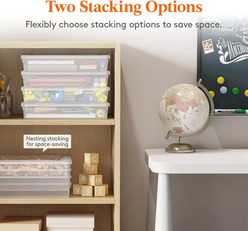 Lifewit 2 Pack Plastic Multi-Purpose Storage Box with Latching Lids, Clear A4 Paper Storage for Classroom, Board Game,