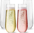 Unbreakable Stemless Champagne Flutes 9oz, Set of 4 Shatterproof Tritan Plastic Glasses, Reusable Dishwasher Safe