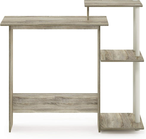 Furinno Efficient Home Laptop Notebook Computer Desk with Square Shelves, Sonoma Oak/White Finish