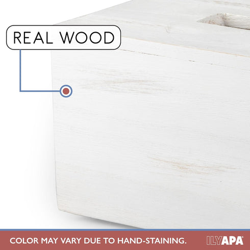 Ilyapa Wood Tissue Box Cover Rectangular, Rustic Farmhouse White Wooden Holder