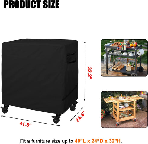 41.3" 24.4" 32.3" WOMACO Outdoor Dining Cart Cover, Waterproof Prep Table Cover for Movable Double Shelf Worktable