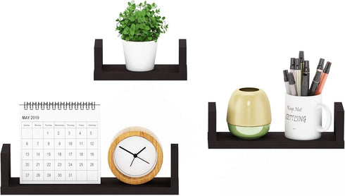 FURINNO Indo Wall Mounted Floating Shelves, Espresso