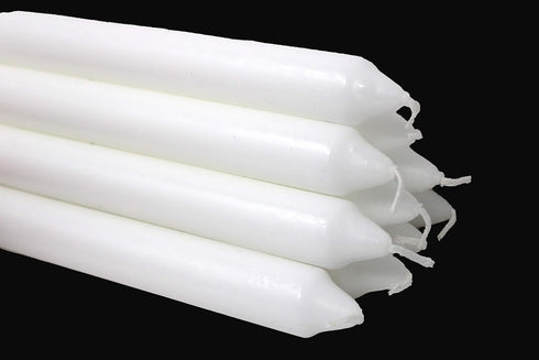 Rambue White Dinner Table Candle 9.5 Inch Long, Dripless Smokeless Burn 8 Hours, 10 Pack Candles