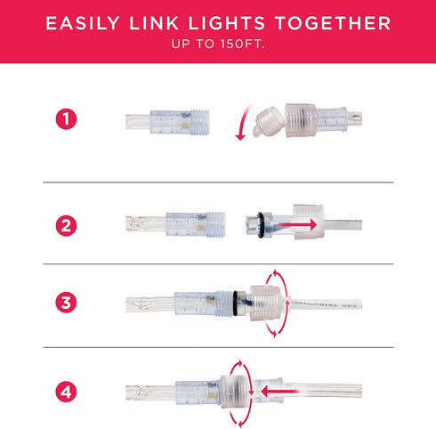 UltraPro LED Rope Lights, 25ft Classic Clear, Warm White Light 3000K, Flexible, Linkable, Indoor/Outdoor, Durable
