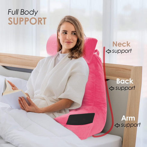 2 Nestl Reading Pillow with Shredded Memory Foam Includes Neck and Lumber Support Pillows, Designed for Sitting Up
