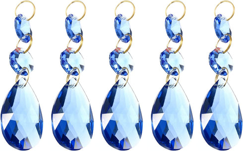 PATIKIL Clear Crystal Teardrop, 5 Pack 38mm Chandelier Prisms Parts Hanging Beads