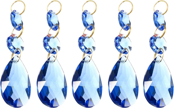 PATIKIL Clear Crystal Teardrop, 5 Pack 38mm Chandelier Prisms Parts Hanging Beads