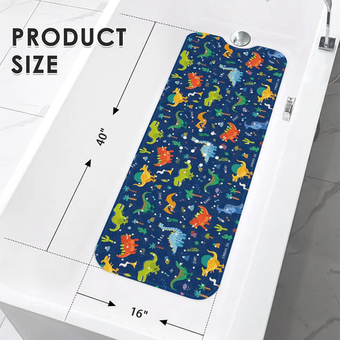 40 16 Inch Baby Bath Mat for Tub for Kids, Cute Dino Animal X Extra Long Toddler Bathtub Non Slip Cartoon Dinosaurs