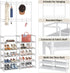 Laiensia 5-Tier Entryway Coat Rack - Coat and Shoe Rack with 8 Hooks for Bedroom, Hallway, Office - White