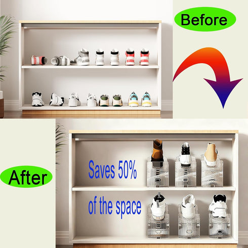 Closet 12PACK Closet Shoe Slots Organizer for Shoe Stacker Adjustable Shoe Slots Organizer Shoe Space Savers Double