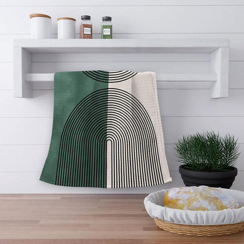 Set of 2 Boho Kitchen Towels, 16x24 Inch Green Bohemian Decorative Hand Towels for Kitchen Bathroom Decor