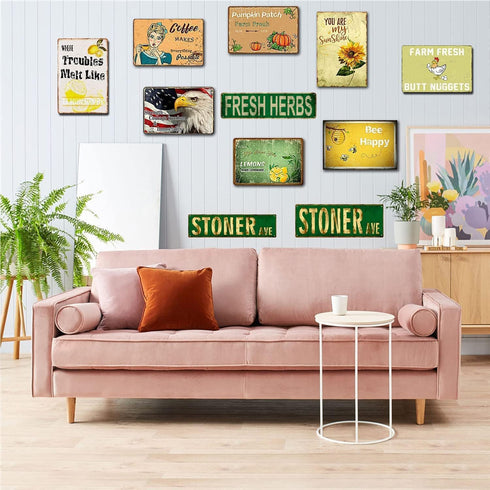 Fresh Herbs Slim Tin Sign - Funny Metal Wall Decor for Bedroom, Farm, Home, Bar, Garage, Man Cave