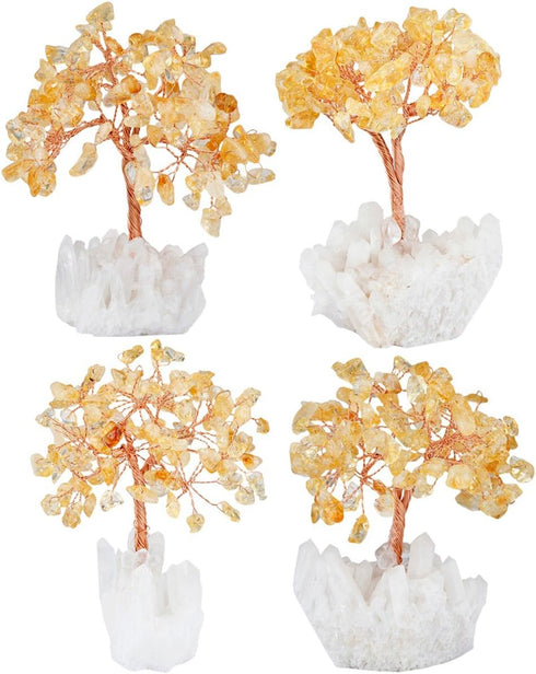 mookaitedecor Citrine Crystal Tree, Bonsai Money Tree with Quartz Cluster Rock Crystal Base for Wealth