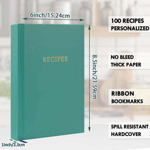 Blank Recipe Book to Write Your Own Recipes - A5 Hardcover for 100 Unique Family Recipes