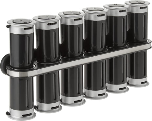 ZevrO Zero Gravity Wall-Mount Magnetic Spice Rack, Black/Silver - Set of 12