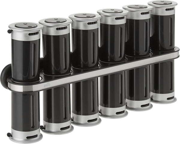 ZevrO Zero Gravity Wall-Mount Magnetic Spice Rack, Black/Silver - Set of 12