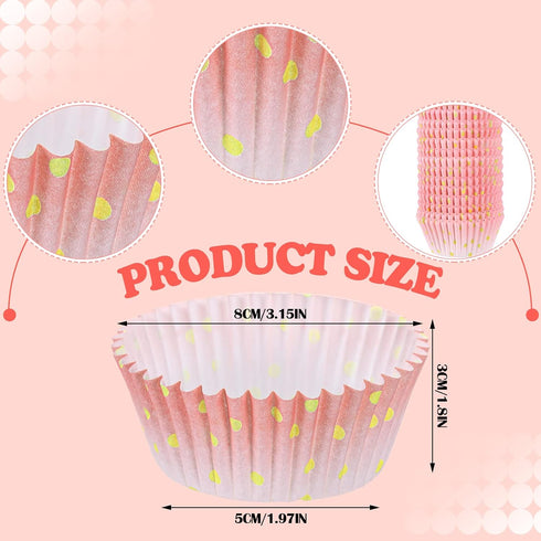 Funtery 300 Count Pink Cupcake Liners Pink Gold Bridal Shower Cupcake Wrappers Cupcake Wrappers Decorations Paper Cupcake Liners for Baking Baby Bridal Shower Wedding Birthday Tea Party Decorations by Funtery