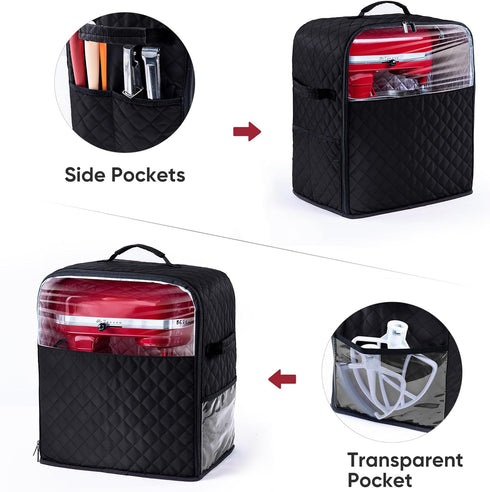 BAGSPRITE Stand Mixer Cover with Appliance Sliders Base for KitchenAid Mixer, Storage Bag with Pockets for Accessories