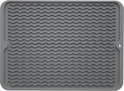 ZLR Silicone Dish Drying Mat for Kitchen Counter, Eco-Friendly Fast Drying Mat, Heat Resistant Trivet, 12" x 16"