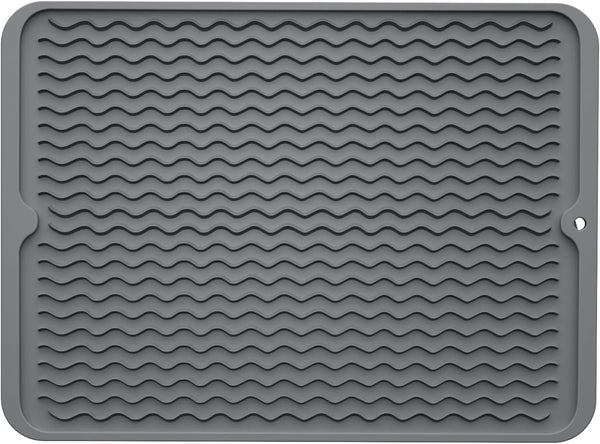 ZLR Silicone Dish Drying Mat for Kitchen Counter, Eco-Friendly Fast Drying Mat, Heat Resistant Trivet, 12" x 16"