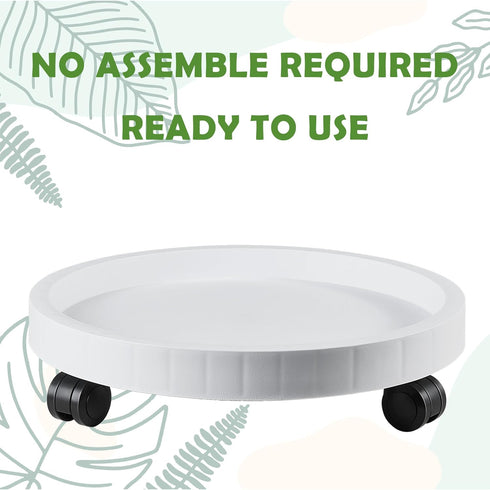 9.8 Inch Planter Caddies Rolling Saucer Caddy with Wheels, Heavy Duty Wheeled Stand for Potted Plant, Round Coaster