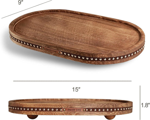 SAOCAIHUL 11.81in Decor Decorative Round Tray for Home Decor for Coffee Table Farmhouse Kitchen Table Living Room