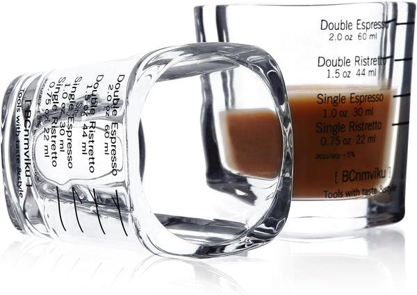 Espresso Shot Glasses - 2 OZ / 60ML with 26-Incremental Measurement (Sturdy-2 pack)