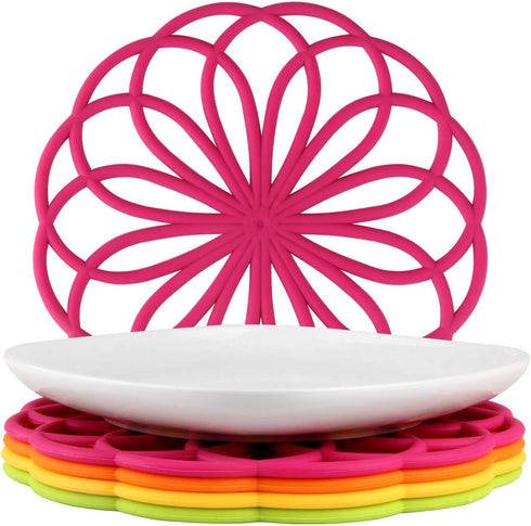 ME.FAN Silicone Trivet, Kitchen Hot Pads for Pots, Insulated Teapot Trivet, Flexible Durable Non-Slip Coasters Set