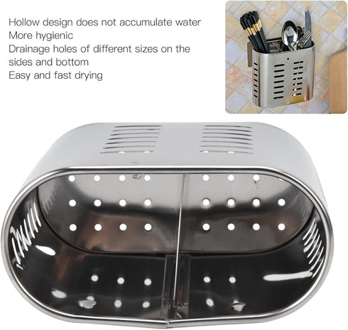 Fdit Wall Mount Utensil Drying Rack, Cooking Holder Organizer for Spoons, Knives, Forks, Chopsticks, Hollow Design