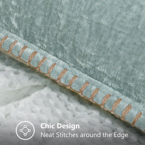 decorUhome Chenille Soft Throw Pillow Covers - 16x16 Set of 2, Farmhouse Velvet Decorative Covers, Aqua Haze