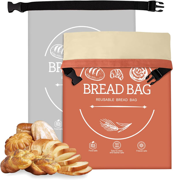 Bread Bags for Homemade, Beeswax Reusable Bread Bag for Sourdough 2-Pack, XL-Reusable