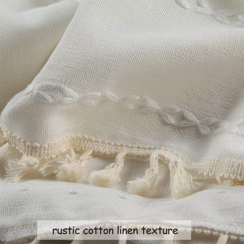BCLBUSTE 84 Inch 2 52" 84" Boho Curtains Semi-Blackout Panels for Living Room, Linen Tassels Farmhouse Curtains