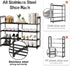 DYJIEKAI 2 4 16-20 Closet, Rows Tier Shoe Rack, Black Metal Stackable Shoe Shelf with Multifunctional Hooks, Hold