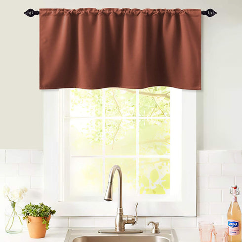 KOUFALL Fall Curtain Valances - Rustic Farmhouse Boho Western Curtains for Kitchen Windows, Terracotta Rust