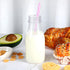 20 Sets (8 oz,Pastel Yinkin Plastic Milk Bottles with Straws Lids Clear Plastic Containers for Dairy Milk Party Bottle