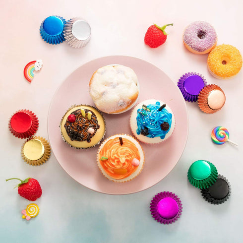 Sumind 400 Pieces Mini Foil Cupcake Liners - Metallic Baking Cups for Holiday Muffins and Cupcakes
