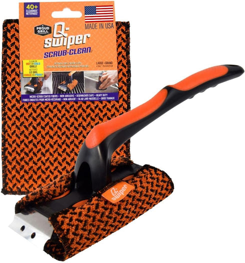 Proud Grill Q-Swiper XL Scrub-Clean BBQ Grill Cleaner Set - Long Bristle-Free