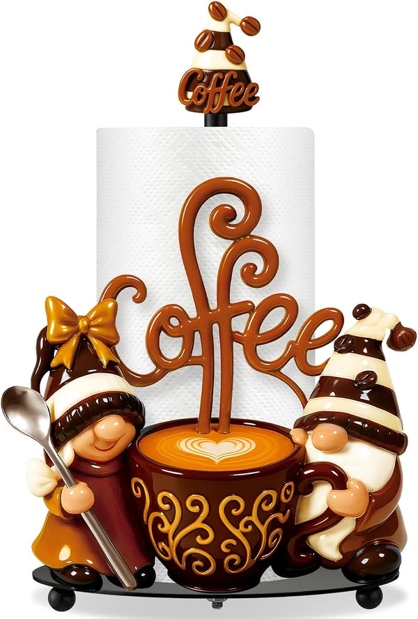 Thyle Coffee Gnomes Bar Decor Paper Towel Holder with Round Base Countertop