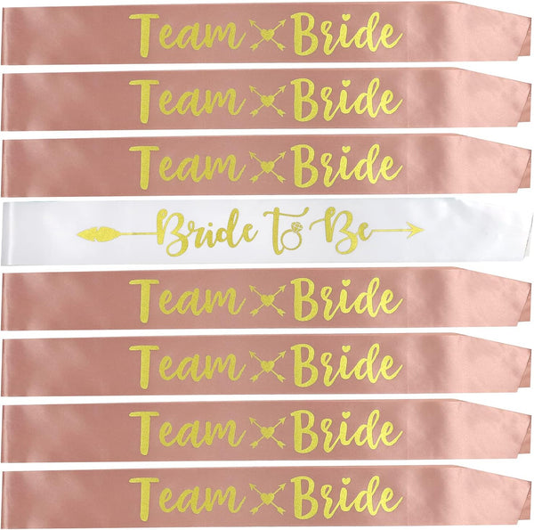 Bride to Be Team Bride Sashes, 7 + 1 Satin Sashes for Bridal Shower & Bachelorette Parties